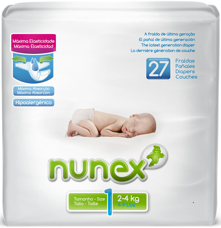 27 Newborn Nunex T1 Diapers (2 - 4kg)