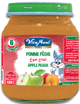 Petit Pot Pomme Pêche Sans Gluten ni lactose VitaMeal 130g