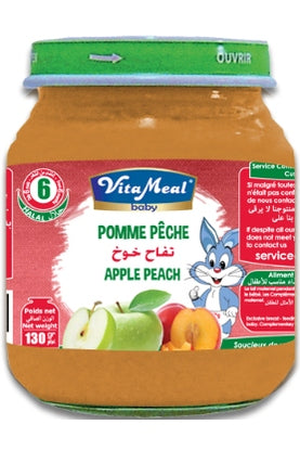 Petit Pot Pomme Pêche Sans Gluten ni lactose VitaMeal 130g