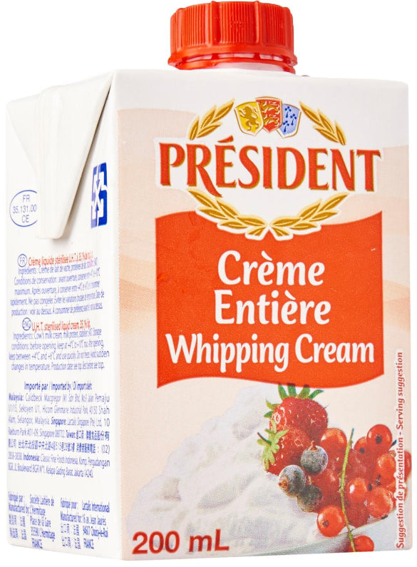 President Liquid Whole Cream 200ml