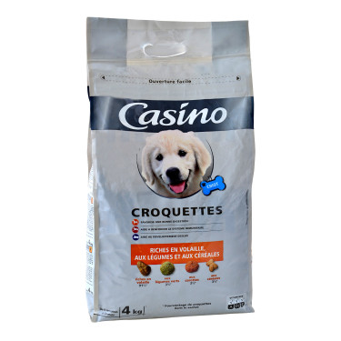 Croquettes Riches en Volaille, aux Légumes et aux Céréales pour Chien Junior Casino 4kg