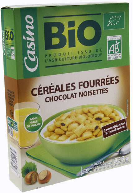 Organic Cereals Filled with Chocolate Casino Hazelnuts 325g