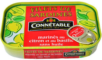 Connétable Marinated Sardine Fillets with Lemon and Basil 100g