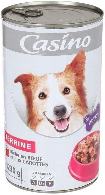 Terrine Boeuf et Carottes pour Chiens Casino 1230g