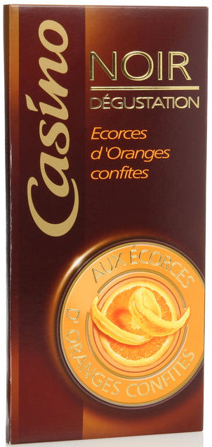 Chocolat Noir aux Ecorces d'Orange Confites Casino 100g