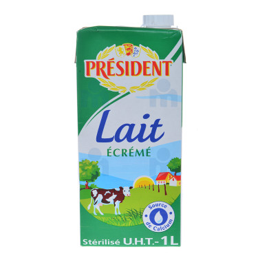 PRESIDENT UHT SKIMMED MILK 1L