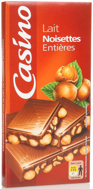 Chocolat Lait aux Noisettes Entières Casino 200g