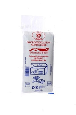 25 Freezer Bags Zip Diamond Bags PM: 25cm x 30cm 3L
