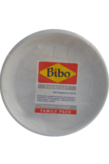 50 White Plastic Plates 17Cm Bibo