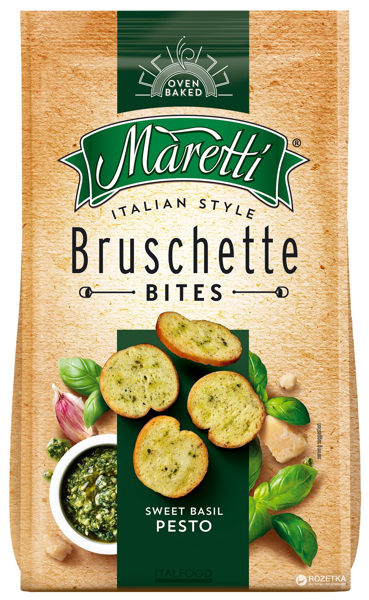 Bread Bites Basil and Pesto Flavor Bruschette Maretti 70g