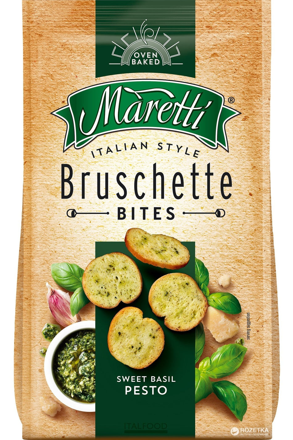 Bouchées de Pain Saveur Basilic et Pesto Bruschette Maretti 70g
