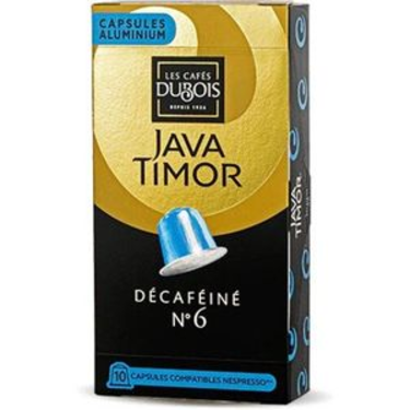 10 Capsules Aluminium Compatibles Nespresso Décaféinées Java Timor Dubois N°6
