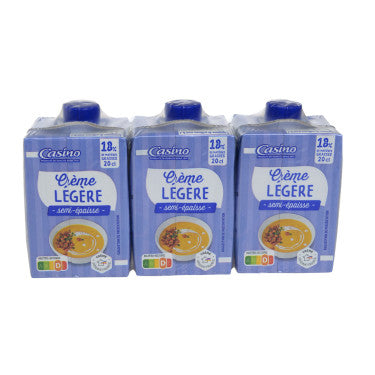 Crème Semi-Epaisse Légère  18% MG  Casino 3 x 20 cl