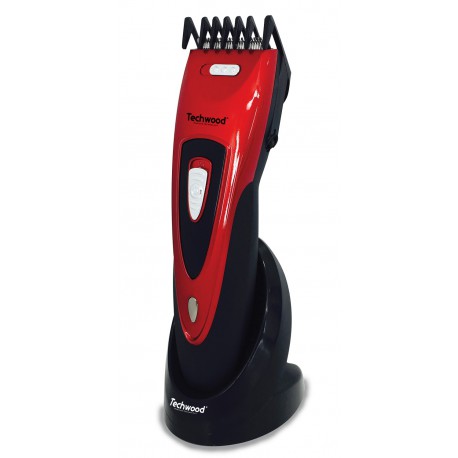 "Tondeuse Rechargeable + Epilateur Nasal rouge Techwood. Coupe réglable de 4 à 16mm  "