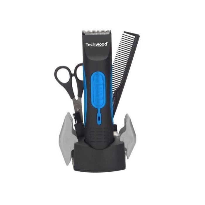 Blue Techwood cordless mower. Cutting length adjustable from 3 to 12mm + Scissors - Comb - Brush and oil