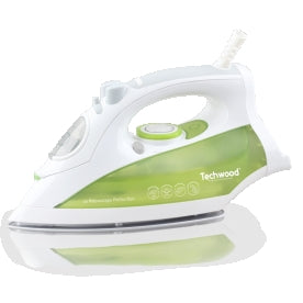 Green Techwood steam iron 2400W max. Ceramic sole. Adjustable thermostat