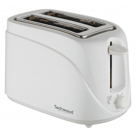 Techwood white toaster. 2 wide slots. Crumb tray.700W