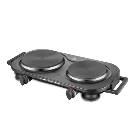Black Electric Plate 2 Techwood Lights. 185mm and 155mm Overheat protection. 2500W
