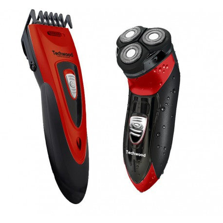 Techwood Red Rechargeable Shaver + Trimmer Set
