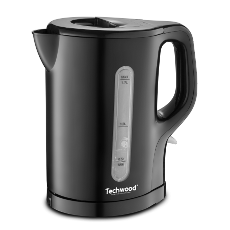 Black Techwood 1.7L kettle. Removable filter