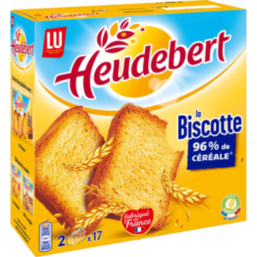 36 Biscottes Nature 96% de Céréales Heudebert Lu  290 g