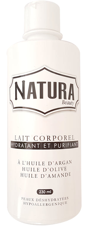 Lait Corporel Hydratant aux Huiles d'Argan, Olive et Amande Natura 230ml (100% Naturel)