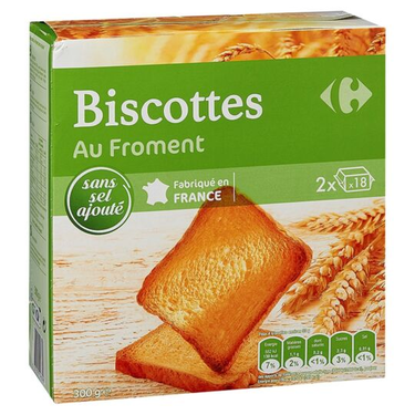 Biscottes au Froment Sans Sel Carrefour 300 g