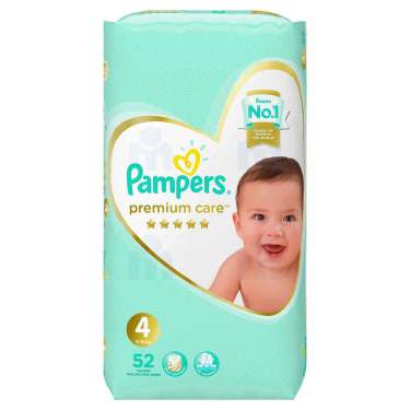 52 Pampers Premium Care T4 nappies (9 - 14kg)