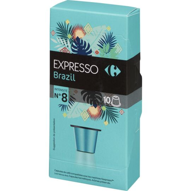 10 Capsules Café Expresso Brazil N8 Carrefour