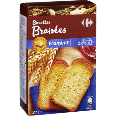 Biscottes Braisées Froment Carrefour  300 g