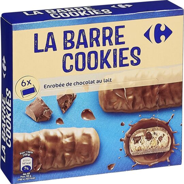 Carrefour Barritas Recubiertas de Chocolate con Leche y Chips de Chocolate Negro (6x28 g) 168 g