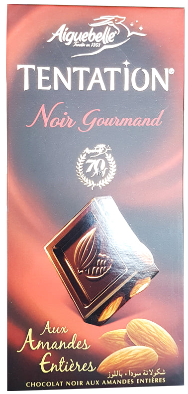 Chocolat  Tentation Noir Gourmand aux Amandes Entières Aiguebelle 150g
