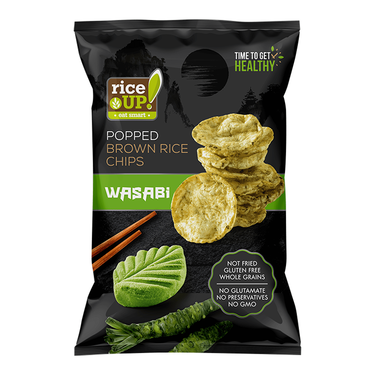 Ultra-Thin Puffed Brown Rice Chips Wasabi Rice Up Flavor 60g