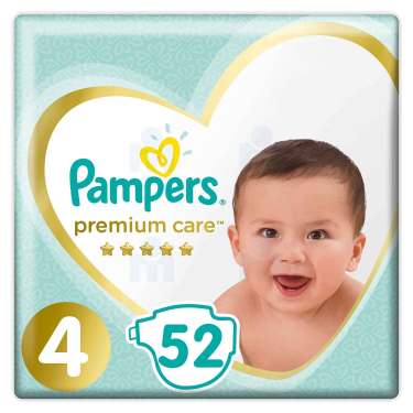 52 Couches Pampers Premium Care T4 (9 - 14kg)