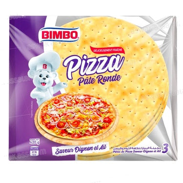 3 Pizza Pate Ronde Saveur Oignon et Ail Bimbo 420g