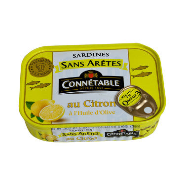Sardines Sardines Sans Arêtes au Citron à l'Huile d'Olive Connétable  140 g