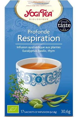 17 Sachets Infusions Ayurvédique Eucalyptus, Basilic et Thym Profonde Respiration Yogi Tea 30.6 g