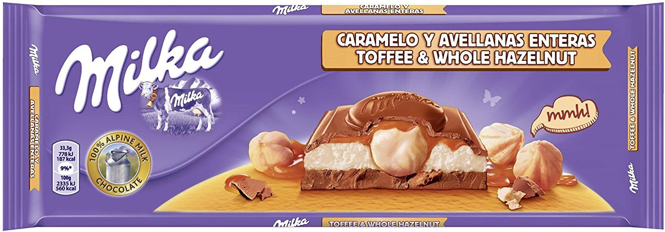 Milk Chocolate Filled with Toffee and Whole Hazelnut Milka 300g