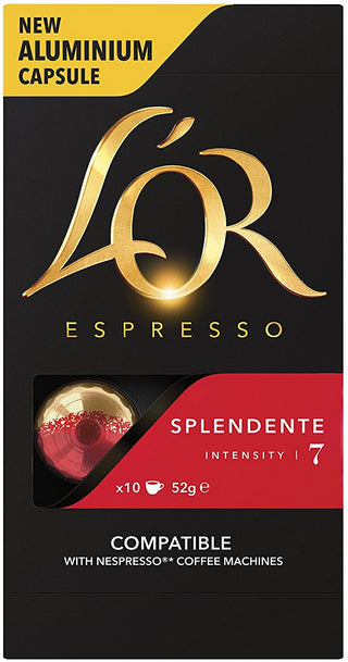 10 Splendente L'Or Espresso Capsules Compatible with Nespresso Machines (Intensity 7)