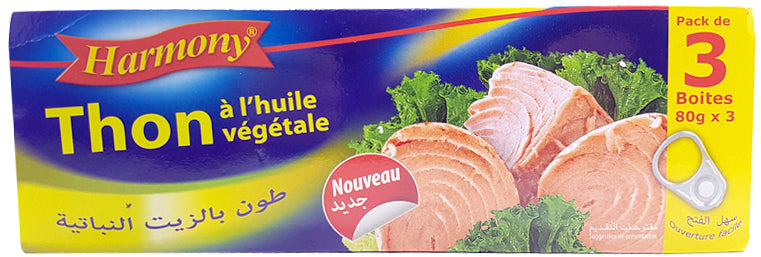 Thon à l'Huile Végétale Harmony 80g x 3