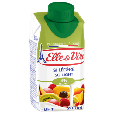 Crème Liquide UHT Légères 4%MG  Elle&Vire 20 cl