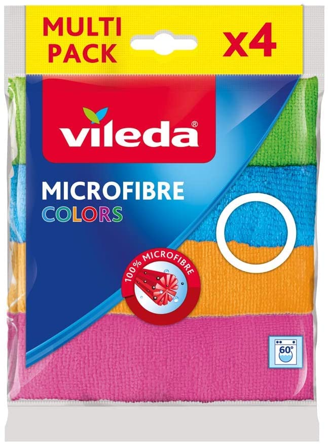 Chiffons Lavettes Multi-Usages Microfibre Colors Pack de 4 Vileda