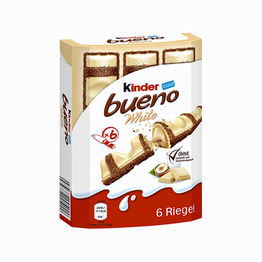 6 Kinder Bueno White Chocolate Wafer Bars 117 g.