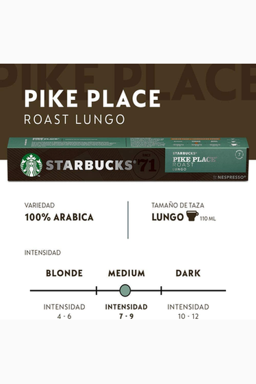 10 Capsules Pike Place Roast Lungo Starbucks by Nespresso 53g