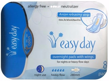 8 Serviettes Hygiéniques Utilisation Nocturne et Flux Important Easy Day