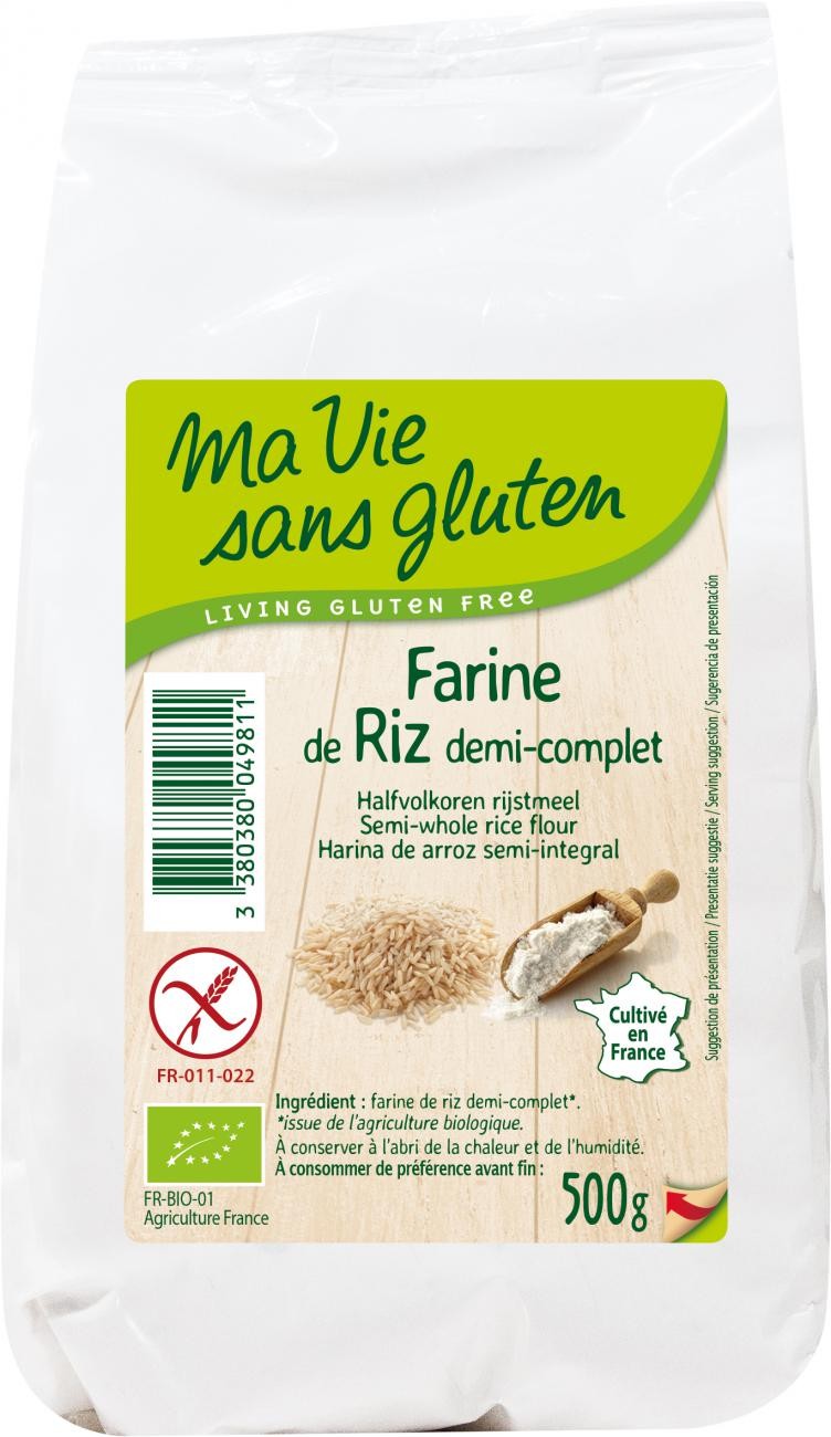 Farine bio de riz demi-complète Ma Vie Sans Gluten 500 G
