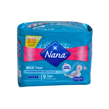 9 Serviettes  Hygiéniques Maxi 7mm Super Nana