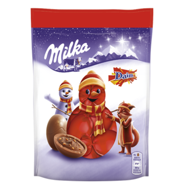 Bonbons de Noël au chocolat au lait et aux éclats de Daim Milka 86g