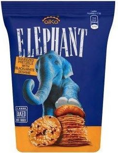 ELEPHANT SQUEEZELS pretzels WITH BLACK AND WHITE SESAME MIX 80g