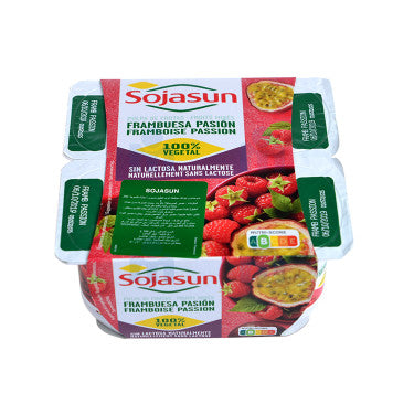 Vegetable Fermented Soybean Dessert Raspberry and Passion Fruit Flavor Gluten-Free Sojasun 4x100g
